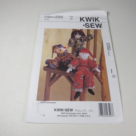 Kwik Sew 2352 Sewing Pattern NEW UNOPENED  Yo Yo Dolls Clown Vintage - Picture 2 of 6